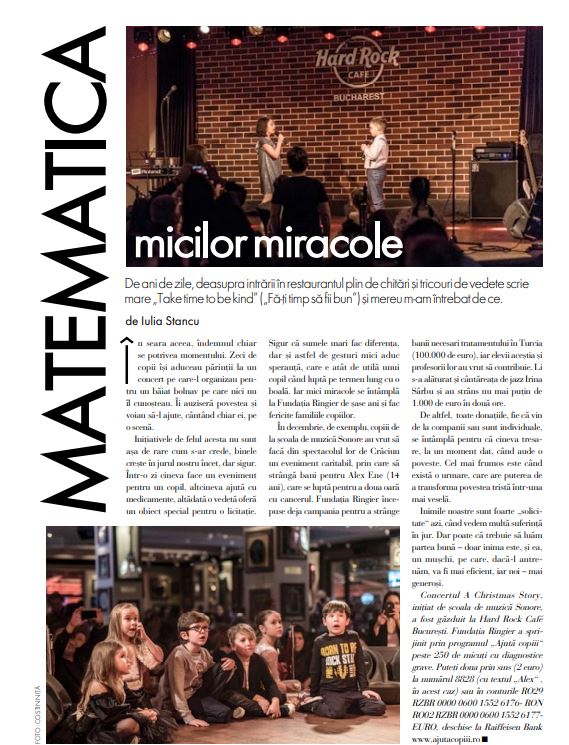 Advertorial aparut in revista Elle Romania (print) in beneficiul Fundatiei Ringier